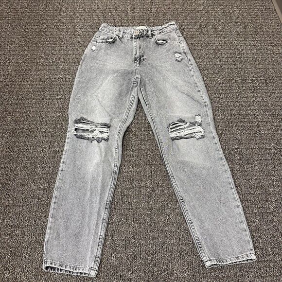 Dilvin Jeans Women’s Size 8 Straight Leg High Rise Distressed Grey Mom - Picture 2 of 8